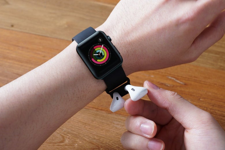 The AirPods Wrist Fit by Elago.